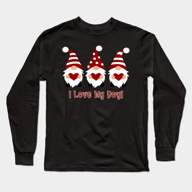 I Love My Boy with Love Gnomes Long Sleeve T-Shirt by tropicalteesshop